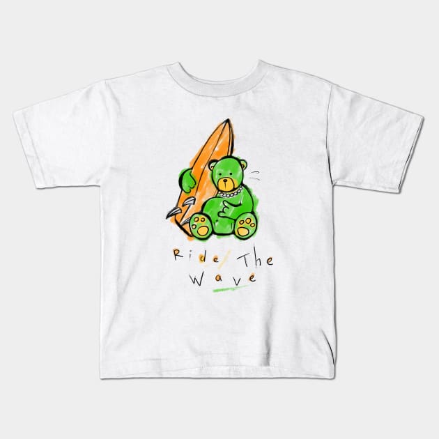 Ride the Wave Kids T-Shirt by Ewen Gur